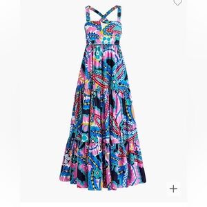J.Crew Tiered Maxi Dress Ratti Floral Print Size 8 Resort Summer Feminine $260